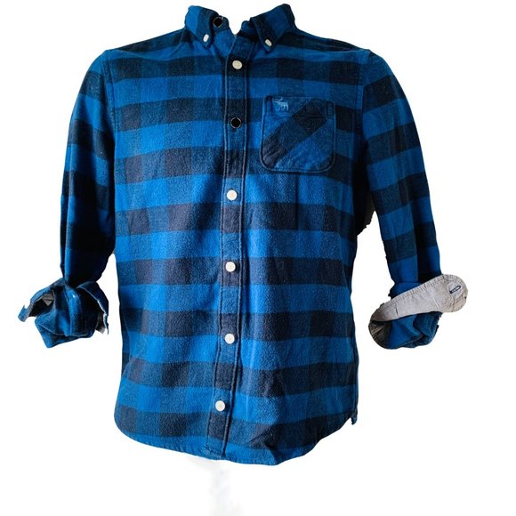 🇺🇸 ABERCROMBIE KIDS flannel buffalo shirt 13/14 - Picture 1 of 15